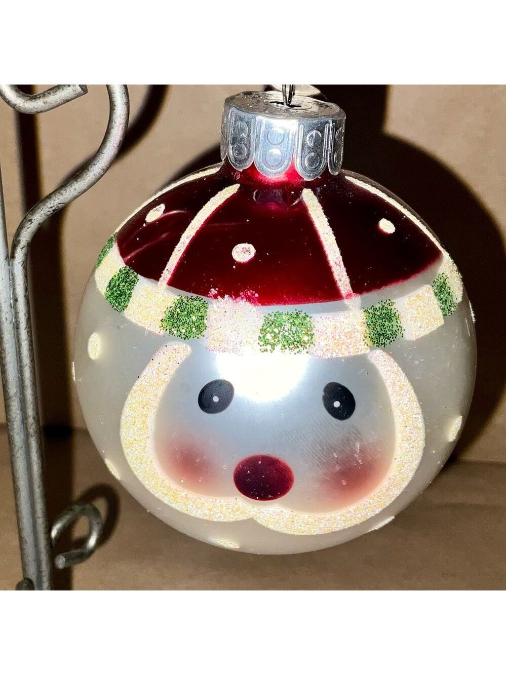 Christopher Radko Face of Santa ornament - glass w/glitter - approx. 3”